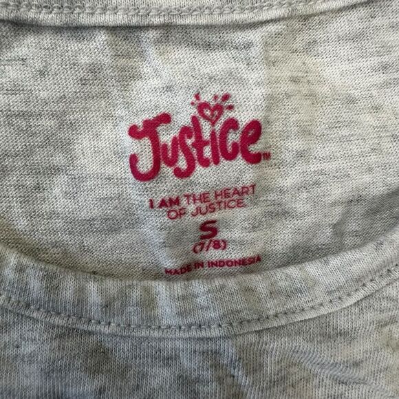 Justice Girls Set of 2 Graphic Tank Tops Sz S 7/8 Blue Gray Multicolor Tie Up - Picture 6 of 6